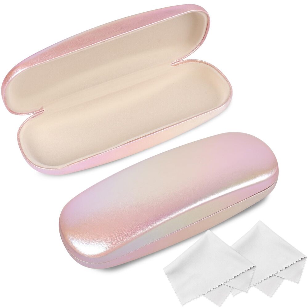 6270 Glasses Case, 2 Pack Eyeglass Case with Cleaning Cloth, Sparkling
